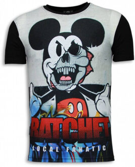 Local Fanatic Ratchet Mickey - Digital Rhinestone T-shirt - Zwart - Maten: XL