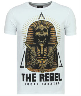 Local Fanatic Rebel Pharaoh - Exclusieve T shirt Heren - 6322W - Wit - Maten: XL