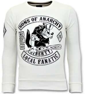 Local Fanatic Rhinestones Sweater Heren - Sons of Anarchy Trui - Wit - Maten: XXL