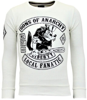 Local Fanatic Rhinestones Sweater Heren - Sons of Anarchy Trui - Wit - Maten: XXL