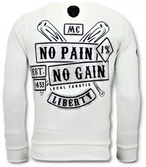 Local Fanatic Rhinestones sweater sons of anarchy trui Wit - L