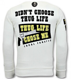 Local Fanatic Rhinestones sweater the chief wanted trui - maat S Wit