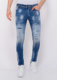 Local Fanatic Ripped stonewashed jeans slim fit Blauw - 29