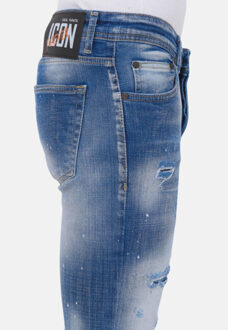 Local Fanatic Ripped stonewashed jeans slim fit Blauw - 38