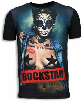 Local Fanatic Rockstar - Digital Rhinestone T-shirt - Zwart - Maten: XL