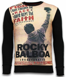 Local Fanatic Rocky Balboa Faith - Digital Rhinestone Sweater - Zwart - Maten: S