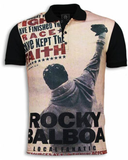 Local Fanatic Rocky Balboa The Movie - Digital Rhinestone Polo - Zwart - Maten: M