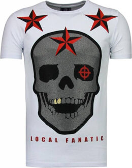 Local Fanatic Rough Player Skull - Rhinestone T-shirt - Wit - Maten: XXL