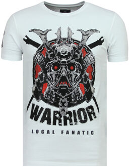 Local Fanatic Savage Samurai - Stoere T shirt Heren - 6327W - Wit - Maten: M