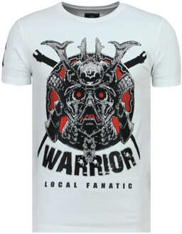 Local Fanatic Savage Samurai - Stoere T shirt Heren - 6327W - Wit - Maten: S