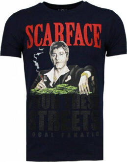 Local Fanatic Scarface Boss - Rhinestone T-shirt - Navy - Maten: XL