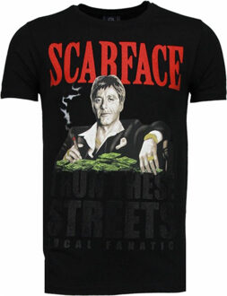 Local Fanatic Scarface Boss - Rhinestone T-shirt - Zwart - Maten: XXL