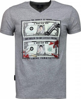 Local Fanatic Scarface Dollar - T-shirt - Grijs - Maat: XL