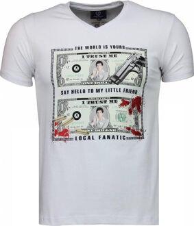 Local Fanatic Scarface Dollar - T-shirt - Wit - Maat: XS