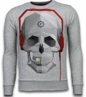 Local Fanatic Skull Beat - Rhinestone Sweater - Grijs - Maten: L