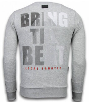 Local Fanatic Skull Beat - Rhinestone Sweater - Grijs - Maten: L