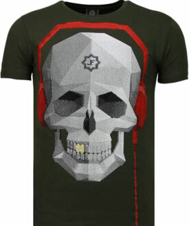 Local Fanatic Skull Bring The Beat - Rhinestone T-shirt - Groen - Maten: M