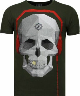 Local Fanatic Skull Bring The Beat - Rhinestone T-shirt - Groen - Maten: S