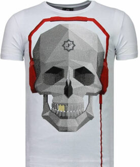 Local Fanatic Skull Bring The Beat - Rhinestone T-shirt - Wit - Maten: M