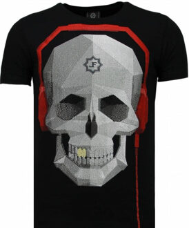 Local Fanatic Skull Bring The Beat - Rhinestone T-shirt - Zwart - Maten: L