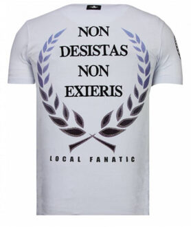 Local Fanatic Skull originals rhinestone t-shirt - maat L Wit