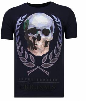 Local Fanatic Skull Originals - Rhinestone T-shirt - Navy - Maten: XL