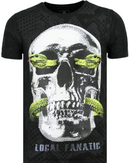 Local Fanatic Skull Snake - Vette T shirt Mannen - 6326Z - Zwart - Maten: L