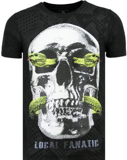 Local Fanatic Skull Snake - Vette T shirt Mannen - 6326Z - Zwart - Maten: M