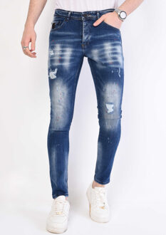 Local Fanatic Slim fit jeans met verfspatten stretch 1057 Blauw - 31