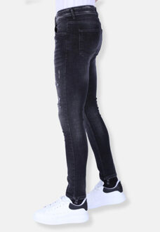 Local Fanatic Slim fit stone wash jeans met gaten 1102 - maat 29 Grijs
