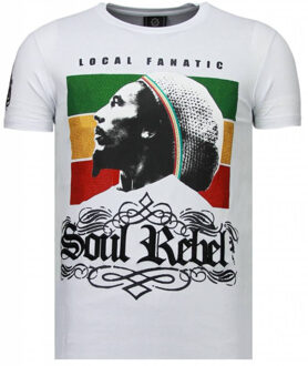 Local Fanatic Soul Rebel Bob - Rhinestone T-shirt - Wit - Maten: S