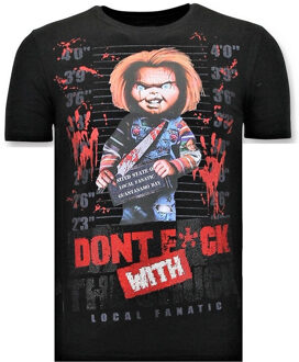 Local Fanatic Stoere T-shirt Heren - Bloody Chucky Print - Zwart - Maten: L