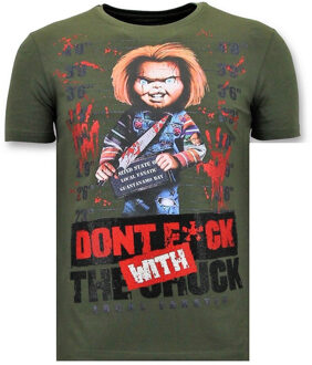 Local Fanatic Stoere T-shirt Mannen - Bloody Chucky Angry Print - Groen - Maten: M