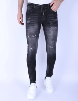 Local Fanatic Stonewash jeans slim fit met scheuren 1096 Grijs - 30