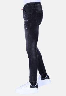 Local Fanatic Stonewash jeans slim fit met scheuren 1096 - maat 33 Grijs