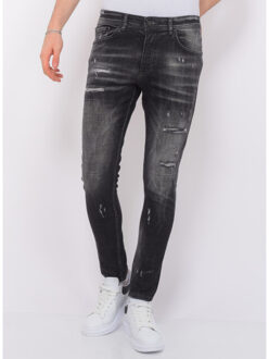 Local Fanatic Stonewashed ripped jeans slim fit - maat 38 Zwart