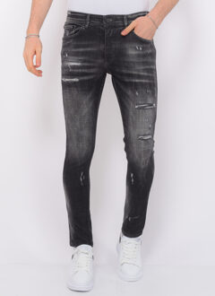 Local Fanatic Stonewashed ripped jeans slim fit Zwart - 29