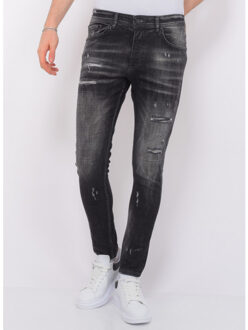 Local Fanatic Stonewashed ripped jeans slim fit Zwart - 30
