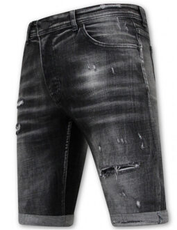 Local Fanatic Stonewashed ripped short slim fit - maat 32 Zwart