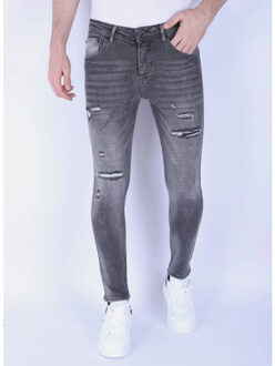 Local Fanatic Stonewashed slimfit jeans met stretch - maat 33 Grijs
