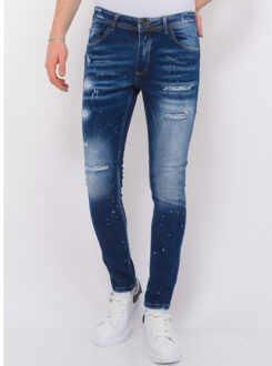 Local Fanatic Stretch denim h paint splash slim fit Wit - 29