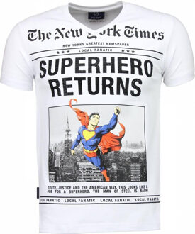 Local Fanatic SuperHero Returns - T-shirt - Wit - Maat: XL