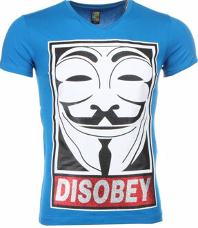 Local Fanatic T-shirt - Anonymous Disobey Print - Blauw - Maat: L