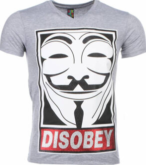 Local Fanatic T-shirt - Anonymous Disobey Print - Grijs - Maat: XL