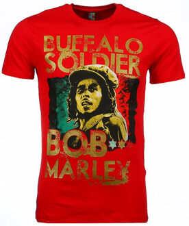 Local Fanatic T-shirt - Bob Marley Buffalo Soldier Print - Rood - Maat: XS