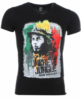 Local Fanatic T-shirt - Bob Marley Concrete Jungle Print - Zwart - Maat: XS