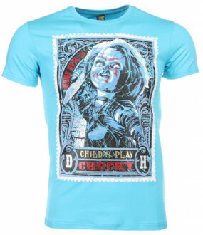 Local Fanatic T-shirt - Chucky Poster Print - Blauw - Maat: M