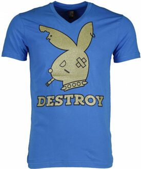 Local Fanatic T-shirt - Destroy - Blauw - Maat: M