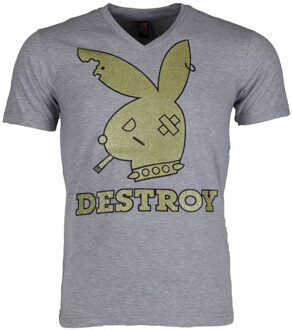 Local Fanatic T-shirt - Destroy - Grijs - Maat: L