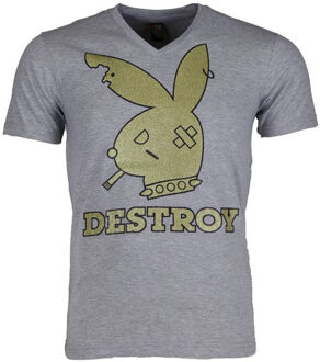 Local Fanatic T-shirt - Destroy - Grijs - Maat: XL